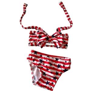 4th of July Girls sz 12mo red white and blue bikini 003-0006